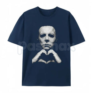 Horror "Michael Hand Heart" Graphic T-Shirt – Spooky Slasher Halloween Tee, Premium 100% Cotton Creepy Cute Movie Top, Soft Lived-In Heavyweight Horror Fan Shirt, Made in USA — view 3