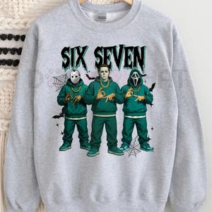 funny "Six Seven" 67 Halloween Shirt | Slasher Movie Killers Sweatshirt — view 3