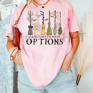 'A Girl Gotta Have Options' Witches Halloween Shirt – Retro Halloween T-Shirt, Funny Empowered Witch Tee — view 3