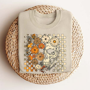 Skull and Flowers T-Shirt - Vintage Halloween Graphic Tee, Retro Oversized Streetwear Shirt — view 3