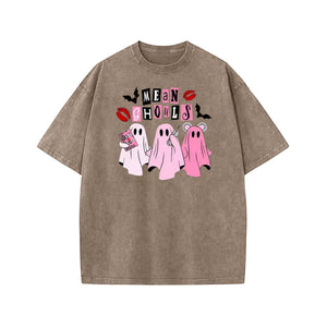 Unisex "Mean Ghouls" Halloween T-Shirt – Washed Cotton, Vintage Streetwear, Bat Graphic — view 3