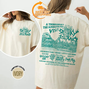 Spooky Island Ghost Town Halloween Shirt – Retro Skull Tee, Horror Party T-Shirt, Spooky Nostalgia Top, Baggy Fit — view 3