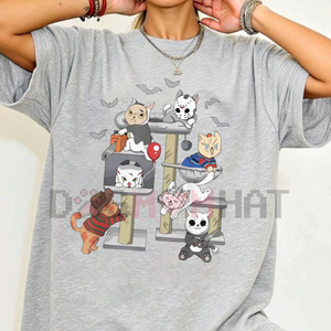 Funny Cat Horror Movies T-Shirt – Cute Halloween Cat Lovers Matching Tee — view 3