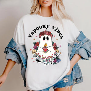 Cute Ghost "Boo" Halloween T-Shirt - Drinking Mexican Ghost Graphic Tee, Spooky Season Apparel — view 3