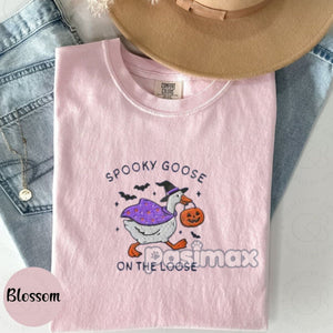 The Ghostly Goose Embroidered Comfort Colors® T-Shirt – Quirky Halloween Goose Tee — view 3