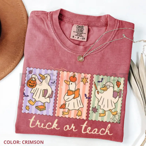 Funny Teacher Goose Halloween Comfort Colors Shirt – "Trick or Teach" Cute Ghost Tee, Elementary Teacher Humor Gift, Unisex — view 3