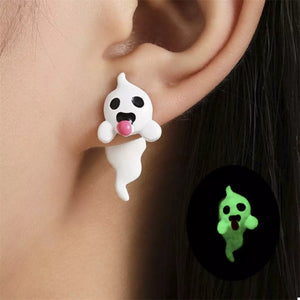 Halloween Ghost and Pumpkin Dangle Earrings — view 1