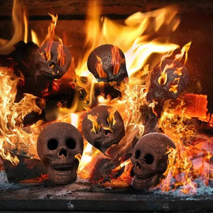 4-Pack: Halloween Fire Pit Skull Ceramic Props — view 1