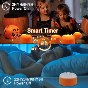 4-Pack: Halloween LED Pumpkin Lights Battery Operated with 2 Light Modes 4 Timer Setting — view 5