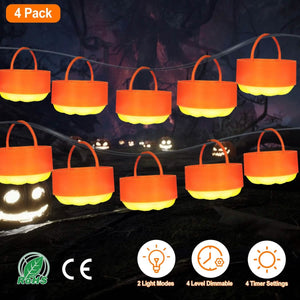 4-Pack: Halloween LED Pumpkin Lights Battery Operated with 2 Light Modes 4 Timer Setting — view 8
