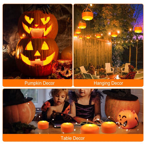 4-Pack: Halloween LED Pumpkin Lights Battery Operated with 2 Light Modes 4 Timer Setting — view 11