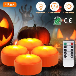 4-Pack: Halloween LED Pumpkin Lights Battery Operated with 2 Light Modes 4 Timer Setting — view 10