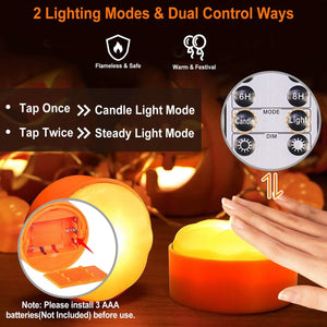 4-Pack: Halloween LED Pumpkin Lights Battery Operated with 2 Light Modes 4 Timer Setting — view 6