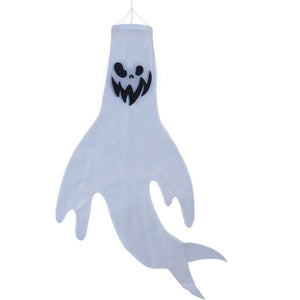 4-Pieces: Halloween Ghosts with Witch Hats Windsocks Hanging Decoration with Colorful LED Light — view 5