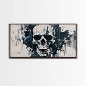 Gothic Skull Art Canvas Print, Dark Moody Abstract Wall Decor, Halloween Living Room Art, Unique Therapy Art Gift, Dark Angels Print — view 3
