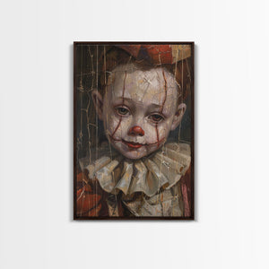 Haunting Clown with Cracked Face - Spooky Halloween Art Print - Creepy Home Decor - Scary Clown Wall Art - Perfect Halloween Decoration — view 4