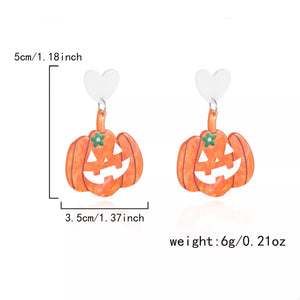 Halloween Pumpkin Heart Drop Earrings — view 4