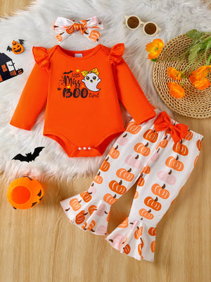 Children's Halloween Graphic Top and Pants 3-Piece Set with Headband — view 4