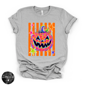 Leopard Print Jack O'Lantern Tee | Trendy Halloween Pumpkin Graphic T-Shirt — view 3