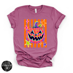 Leopard Print Jack O'Lantern Tee | Trendy Halloween Pumpkin Graphic T-Shirt — view 4