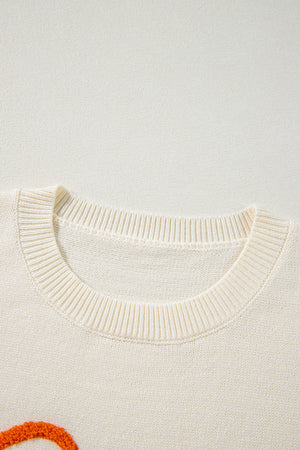 Halloween Boo Drop Shoulder Ribbed Trim Sweater — view 5