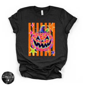 Leopard Print Jack O'Lantern Tee | Trendy Halloween Pumpkin Graphic T-Shirt — view 2