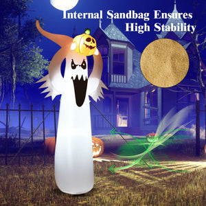 6 Feet Halloween Inflatable Blow Up Ghost with Pumpkin and LED Lights — view 6
