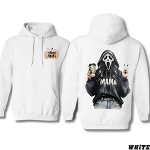 Spooky Mama Coffee Ghost Hoodie – Cozy Unisex Pullover for Moms, Fun Halloween Design, Perfect for Fall, Pumpkin Patch & Trick or Treating — view 4