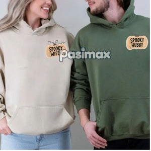 Wifey & Hubby Jason Hoodie – Halloween Couple Outfits, Spooky Wife Husband Pullover — view 4