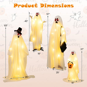 4 PCS Halloween Light up White Cloth Ghost Family with Red and Warm White LED Lights — view 4