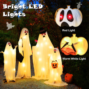 4 PCS Halloween Light up White Cloth Ghost Family with Red and Warm White LED Lights — view 7