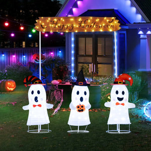 4 Pieces Halloween Decoration Pop up Ghosts with Gate and LED Lights — view 2