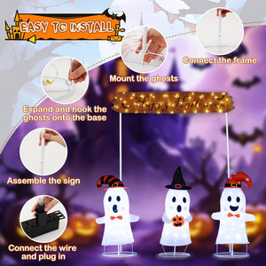 4 Pieces Halloween Decoration Pop up Ghosts with Gate and LED Lights — view 6