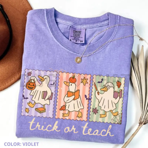 Funny Teacher Goose Halloween Comfort Colors Shirt – "Trick or Teach" Cute Ghost Tee, Elementary Teacher Humor Gift, Unisex — view 4