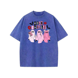 Unisex "Mean Ghouls" Halloween T-Shirt – Washed Cotton, Vintage Streetwear, Bat Graphic — view 4