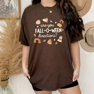 "Are You Fall-O-Ween Directions?" Shirt - Funny Halloween Pun Tee, Spooky Season Apparel — view 4