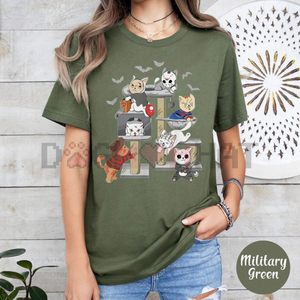 Funny Cat Horror Movies T-Shirt – Cute Halloween Cat Lovers Matching Tee — view 4