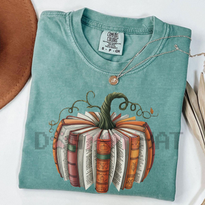 Fall Pumpkin Made With Books – Ready To Press Transfer, Halloween T-Shirt Design — view 4