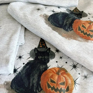 Spooky Cat Crewneck – Vintage Wash Halloween Cat Sweatshirt — view 4