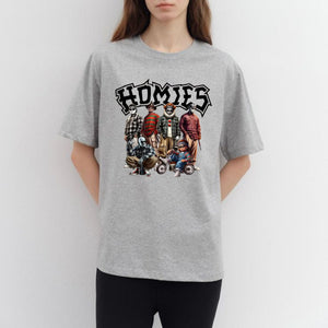 "Homies Horror" Movie Villains T-Shirt - Funny Chicano Lowrider Style Tee, Urban Halloween Streetwear — view 4