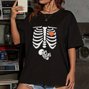 Skeleton Halloween Maternity T-Shirt - Funny Pregnancy Announcement Tee, Spooky Baby Reveal — view 4