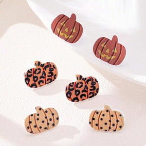 3 Piece Halloween Pumpkin Stud Earrings — view 3