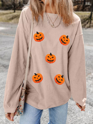 Halloween Pumpkin Drop Shoulder Sweatshirt — view 3