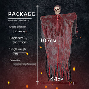 Halloween Haunted House Porch Yard Dress Up Scary Spider Web Cotton Suit Scary Hanging Ghost Decoration Blood Veil Little Hanging Ghost — view 2