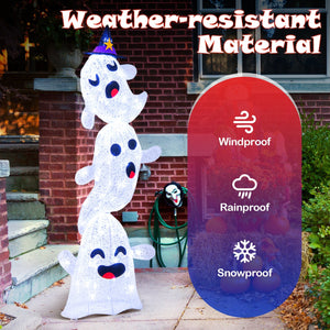 4 FT Lighted Standing Halloween Decoration Stacked Ghosts with 120 LED Lights — view 6