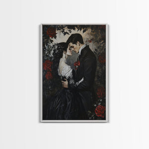 Dark Romance Painting Print, Victorian Gothic Wall Art, Halloween Decor, Gift Idea For Goth Couples, Goth Decor, Goth Wall Art, Dark Academia — view 5