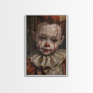 Haunting Clown with Cracked Face - Spooky Halloween Art Print - Creepy Home Decor - Scary Clown Wall Art - Perfect Halloween Decoration — view 5