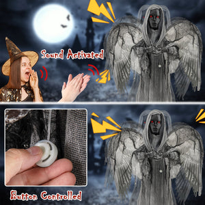 5.5ft Halloween Animatronic Decoration with Light Up Eyes and Shaking Wings — view 8