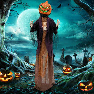 5.6 Feet Halloween Animated Standing Pumpkin Scarecrow — view 1