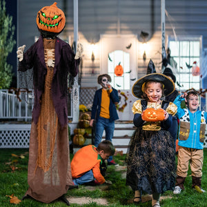 5.6 Feet Halloween Animated Standing Pumpkin Scarecrow — view 2
